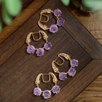 Natural Amethyst Earrings With Purple Rose Petals Earrings