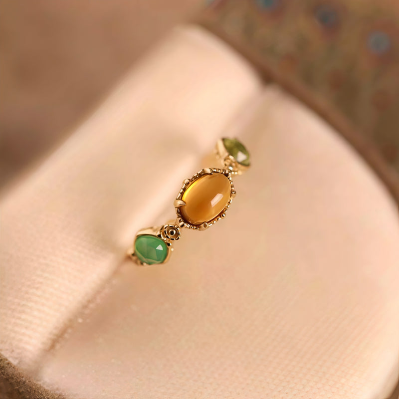 Vintage Natural Citrine Crystal Ring - Success & Confidence