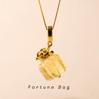 Collier Citrine Sac de Fortune Doré