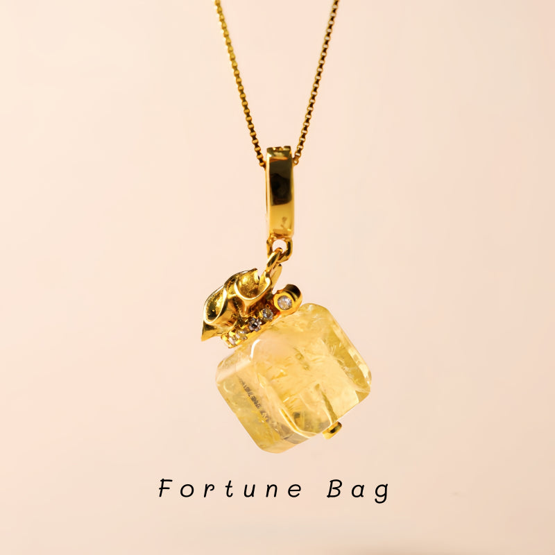 Golden Fortune Bag Citrine Necklace