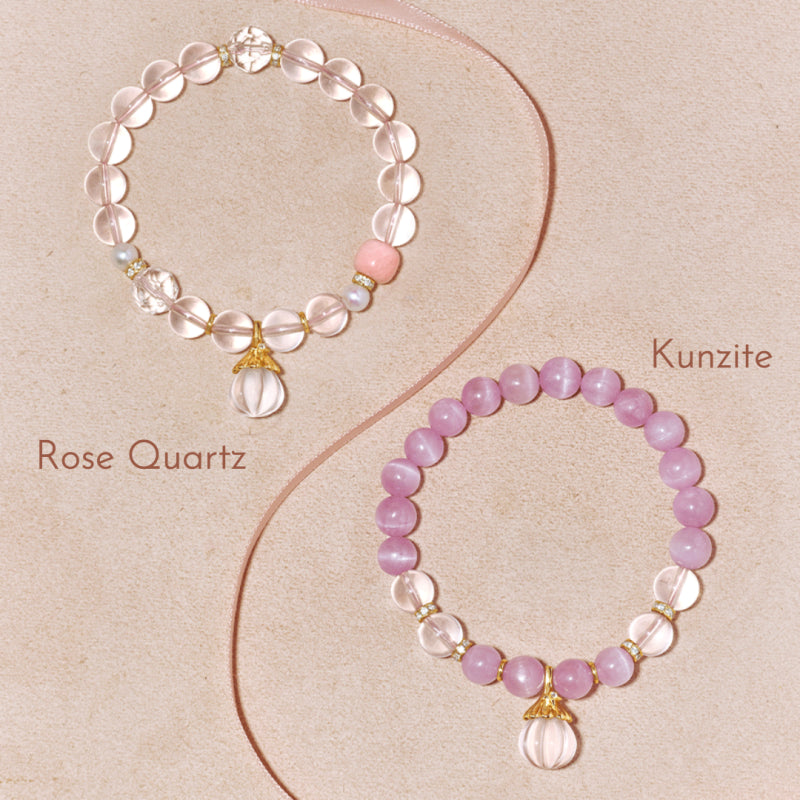 Perfume Bottle Rose Quartz/Kunzite Bracelet – Attract Love, Relieve Anxiety