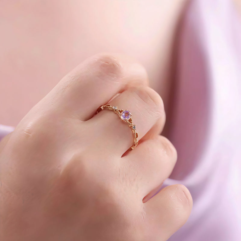 Vintage Rose Natural Amethyst Ring