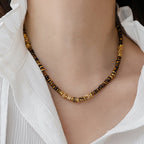 Natural Tiger Eye Stone Necklace — Fashionable Light Luxury Layered Choker Necklace