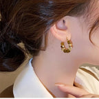 Boucles d'oreilles Œil de tigre naturel, perles carrées Maillard, boucle Resolve - Attire la richesse