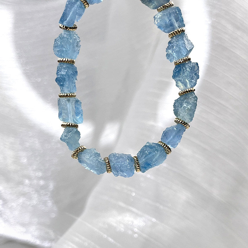 Bracelet en Aigue-marine naturelle brute Sérénité