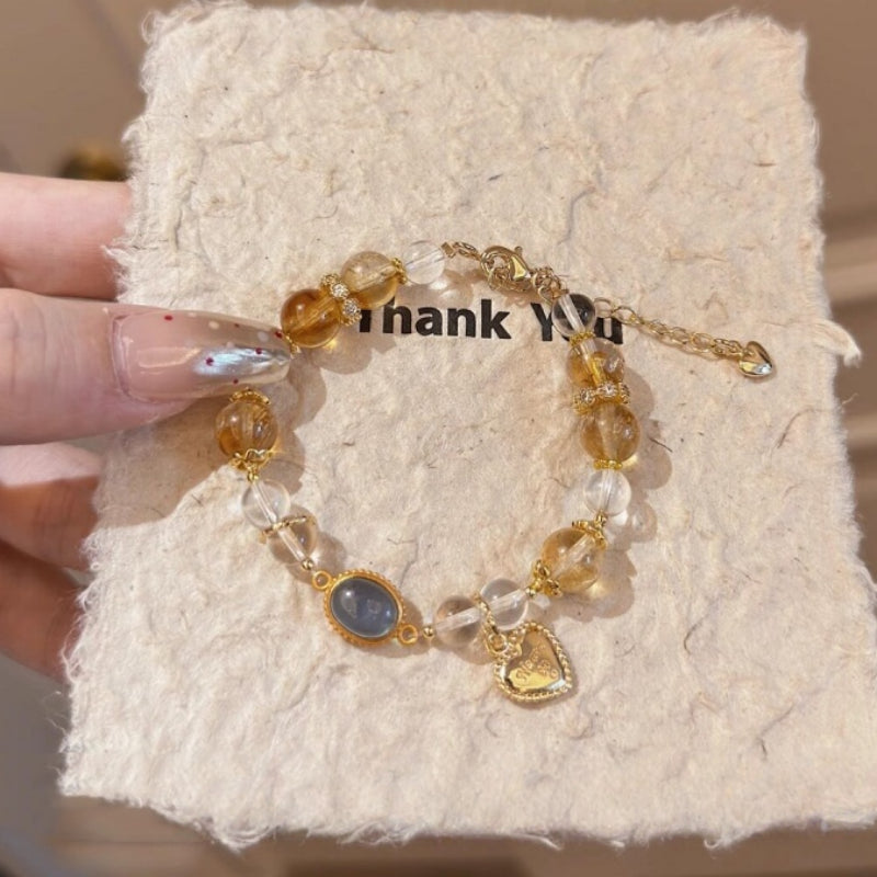 Natural Citrine/Clear Quartz/Aquamarine Bracelet – Attract Wealth & Boost Career