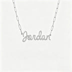 Collier prénom en diamant pavé sur mesure | Collier lettre de luxe minimaliste en argent sterling 925