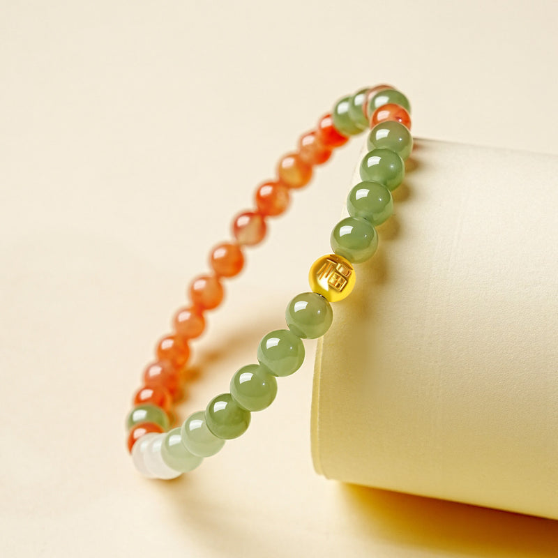 Bracelet en jade Hetian naturel Lotus Éclat Pur
