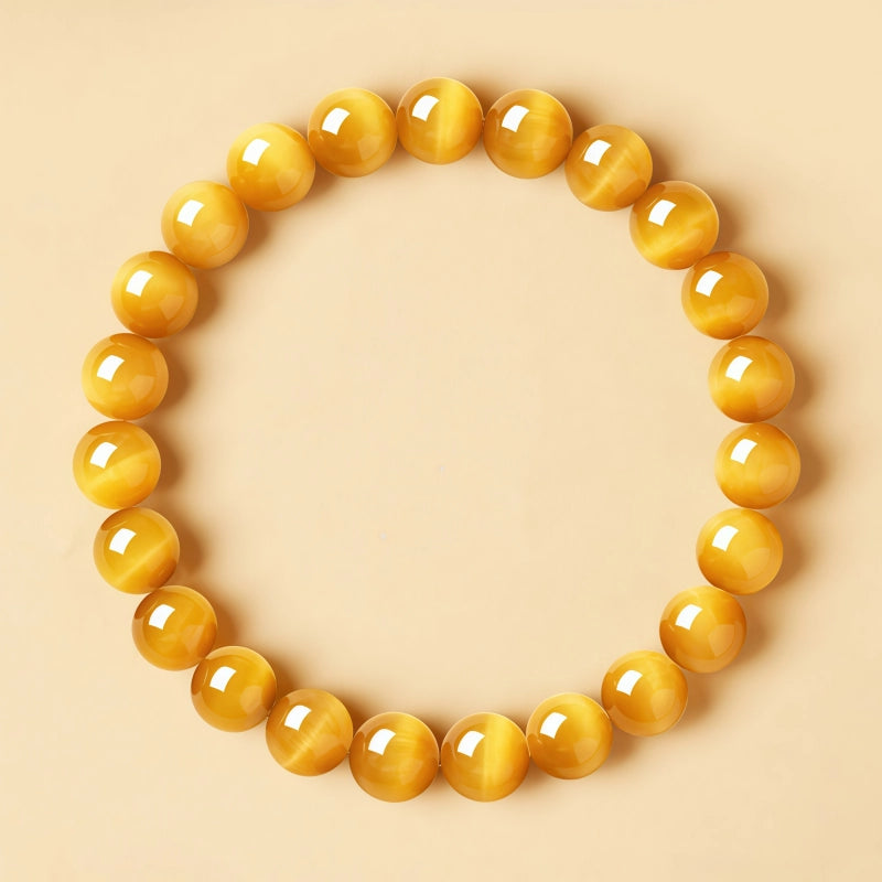 Bracelet brésilien authentique en œil de tigre doré naturel pour femme - Attire la richesse