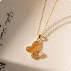 Collier Papillon en Œil de Tigre - Liberté et Succès