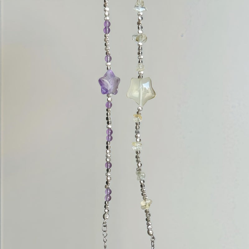 Natural Amethyst Bracelet, Simple Purple Star Women's Bracelet