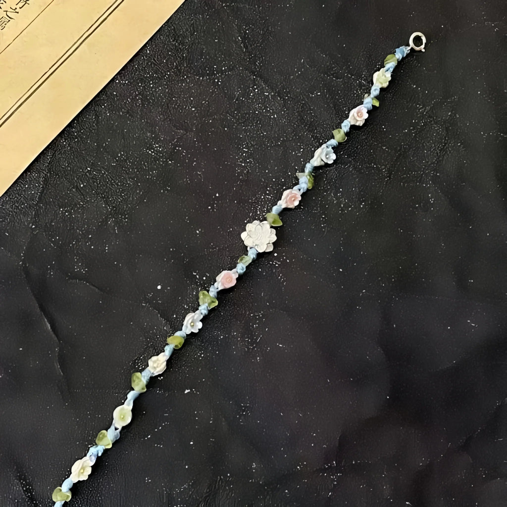 Bracelet tressé floral fait main