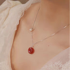 Natural Stone Ping An Kou Charm Necklace - Peace & Unity