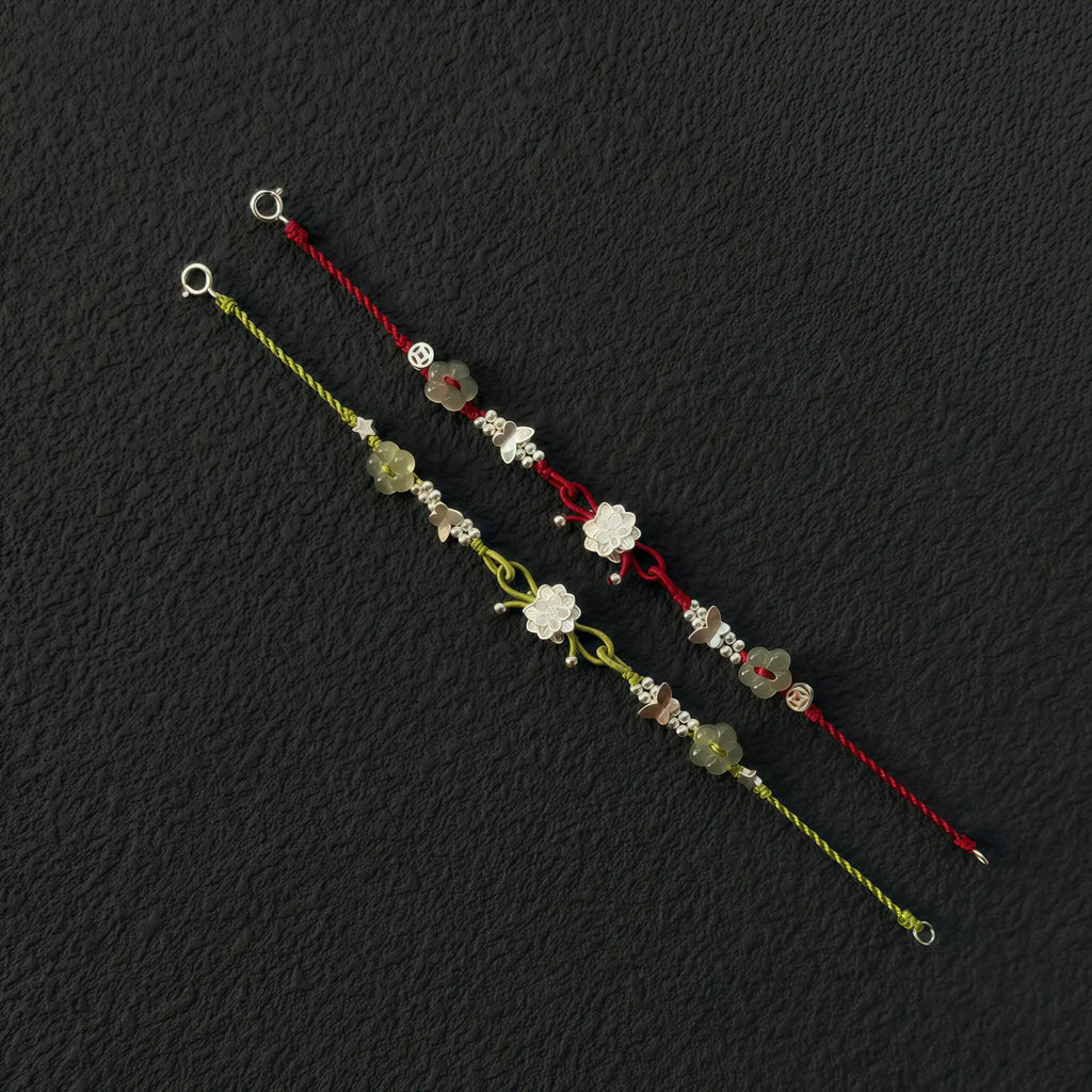 Bracelet tressé floral fait main