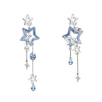 Ice Blue Star Falling Long Night Tassel Earrings - Embracing All Tenderness in Life