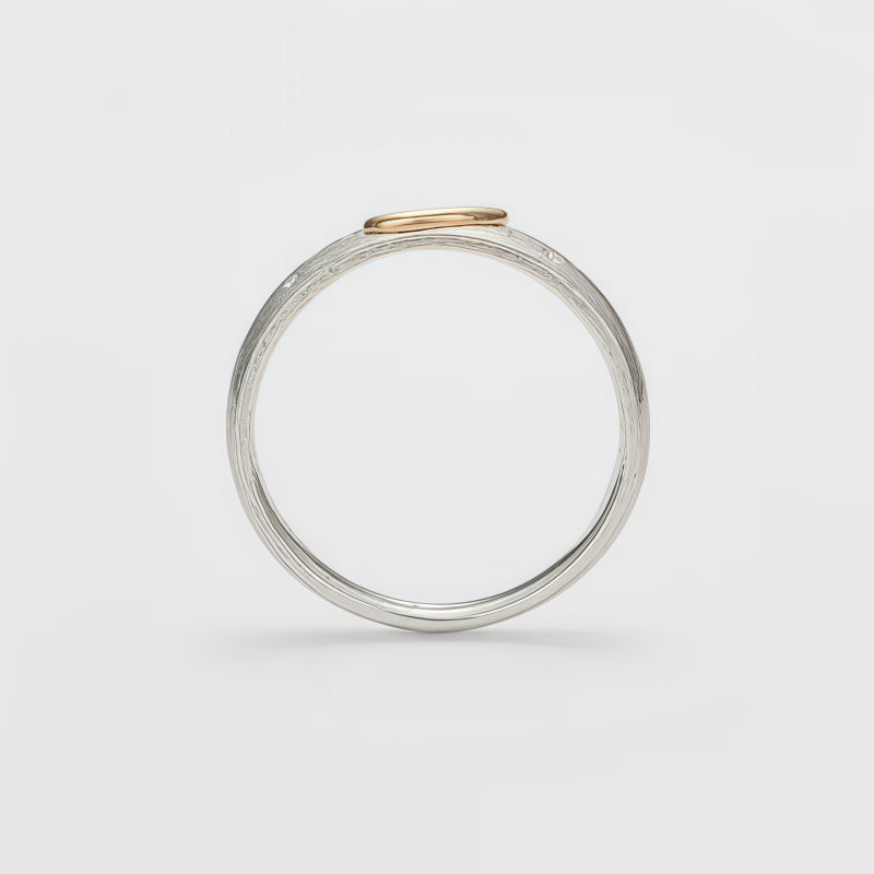 Two Tone Brushed Star Moon Band Ring
