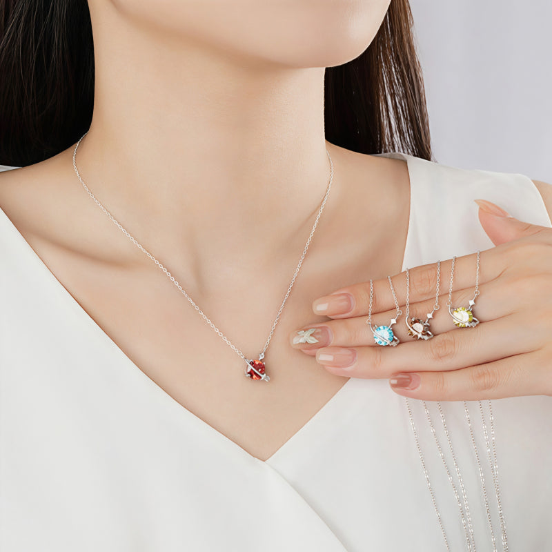 12 Birthstone Necklace for Women 925 Sterling Silver Dainty CZ Pendant Necklace Personalized Birthday Gift