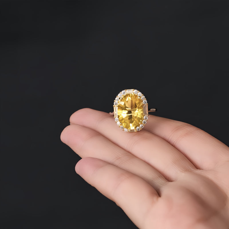 Big Natural Crystal Citrine Ring - Inner Prosperity, Wealth and Good Fortune