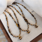 Collier en pierre naturelle œil de tigre, chaîne de luxe planètes cosmiques