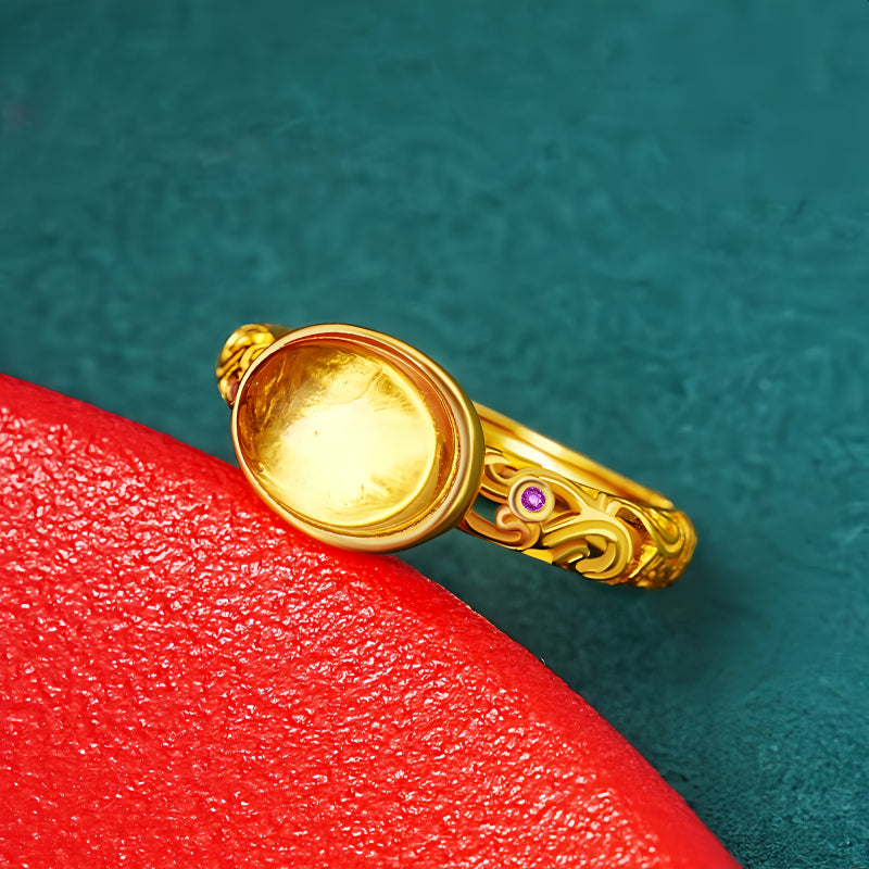Bague en Citrine Naturelle "Golden Fortune Energy"