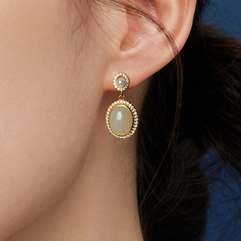 Collier de jade Hetian naturel éclat lunaire
