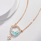 Collier Lune Bleue Mystique et Étoile Blanche Pure