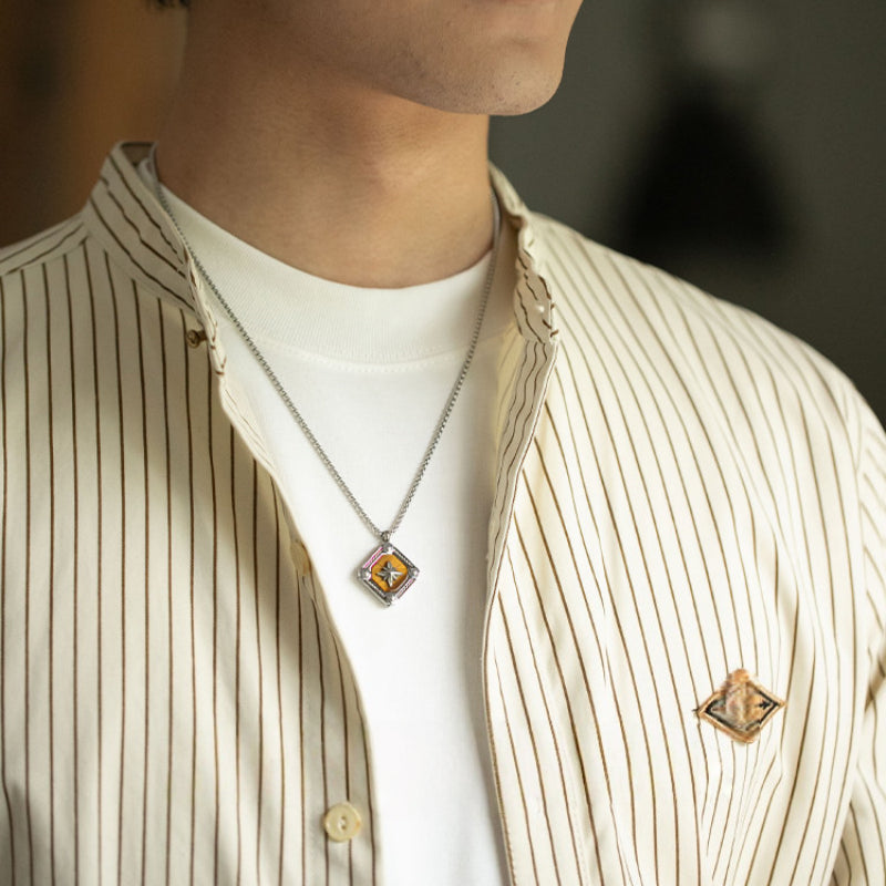 Natural Tiger Eye Stone Necklace — Men's Light Luxury Minimalist Long Style