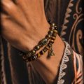 Bracelet en pierre naturelle œil de tigre, style rétro, multi-tours, empilable, pour homme