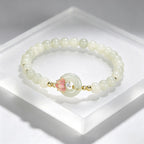 Natural Hetian Jade Lotus Bracelet - Pure Heart, Tender Love