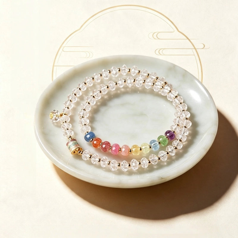 Rainbow Clear Quartz Bracelet – Purify Aura, Amplify Joy, Attract Abundance