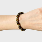 Bracelet vintage œil de tigre, perles et croix - Attire la richesse