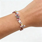 Red Flower & Butterfly Braided Bracelet - For Sweet Daily Style
