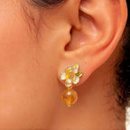 Boucles d'oreilles Camellia en cristal naturel