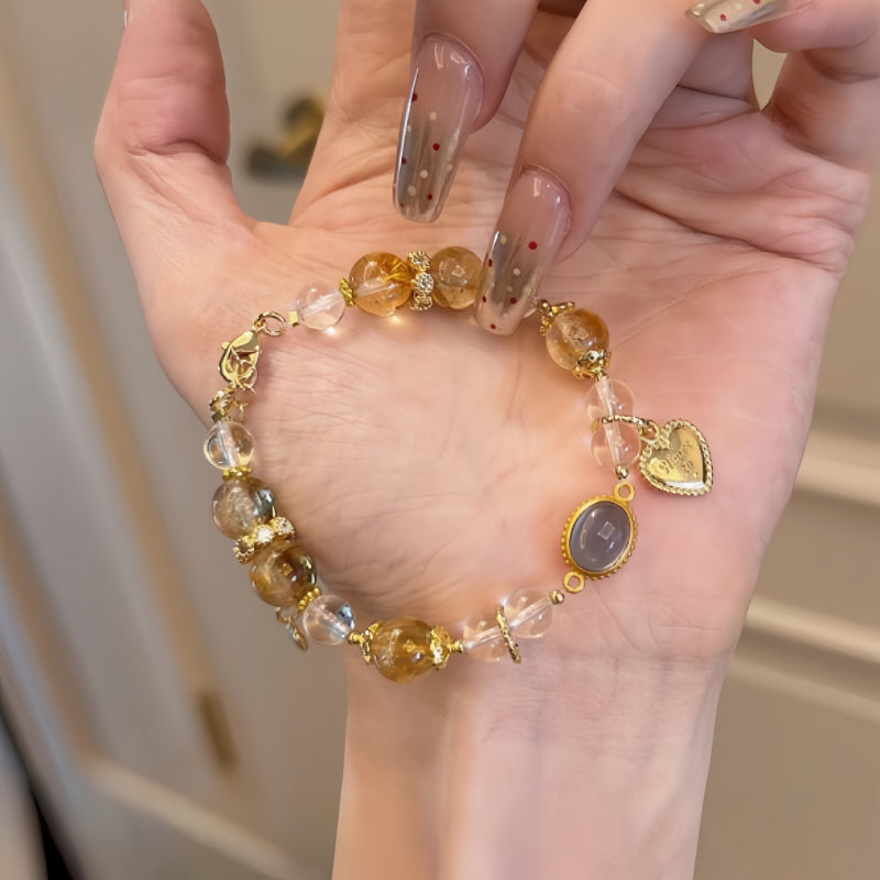 Natural Citrine/Clear Quartz/Aquamarine Bracelet – Attract Wealth & Boost Career
