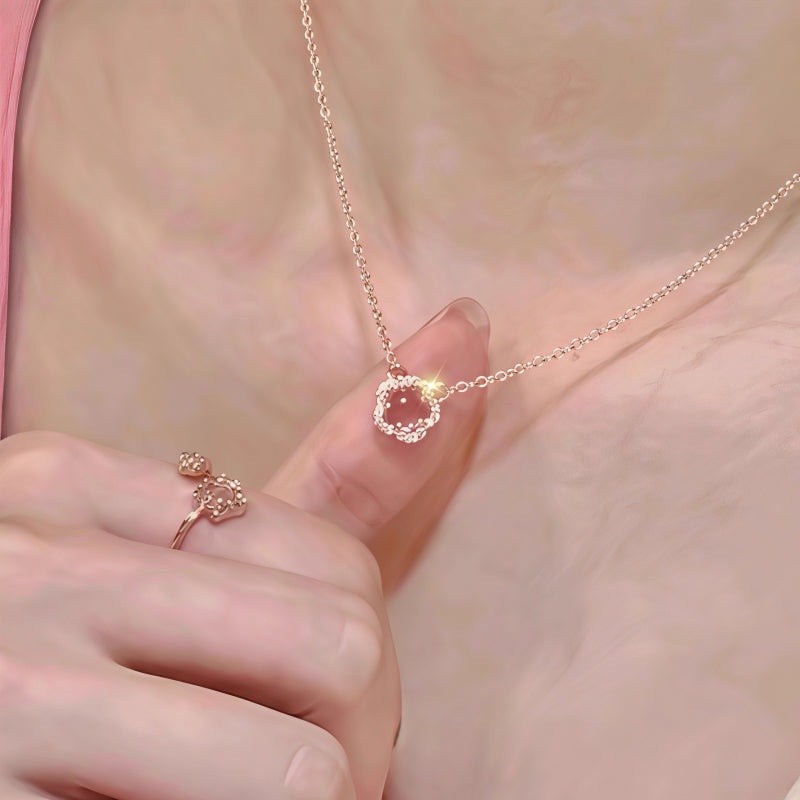 Starlight Sakura Natural Crystal Necklace