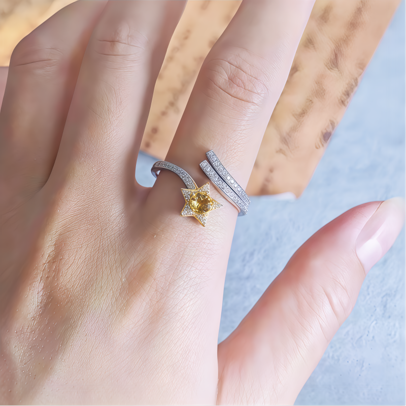Sun Star Natural Citrine Wrap Ring