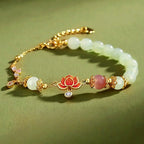 Bracelet en jade naturel de Hetian "Lueur intérieure" Lotus