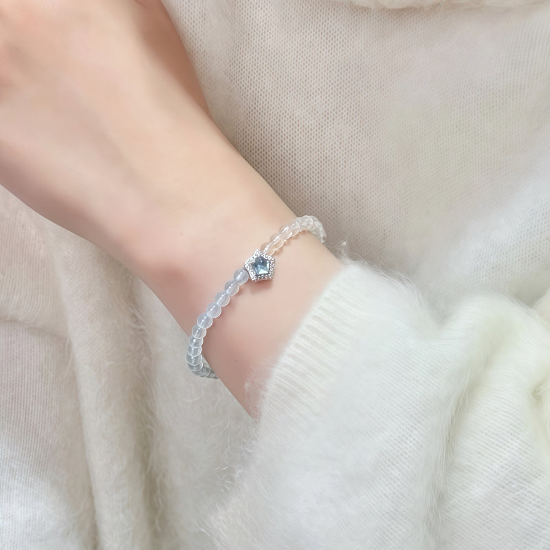 Lucky Star Clear Quartz & Aquamarine Bracelet