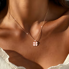 Pink Lucky Clover S999 Necklace - Soft Luck Hidden in Clover