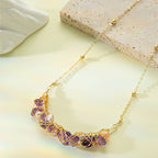 Natural Amethyst & Pearl Necklace/Earrings Jewelry Set - Gentle Emotional Healing