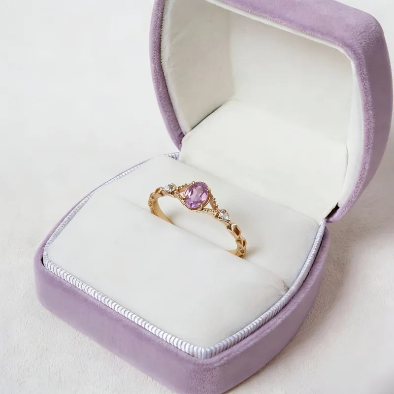 Vintage Rose Natural Amethyst Ring