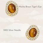 Boucles d'oreilles Œil de tigre naturel — Collection Caramel de Maillard