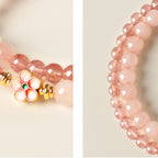 Natural Rose Quartz Ring Flower Bracelet - Inner Peace and Gentle Healing