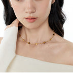 Natural Tiger Eye Stone Necklace, Maillard Starry Sky Choker Necklace