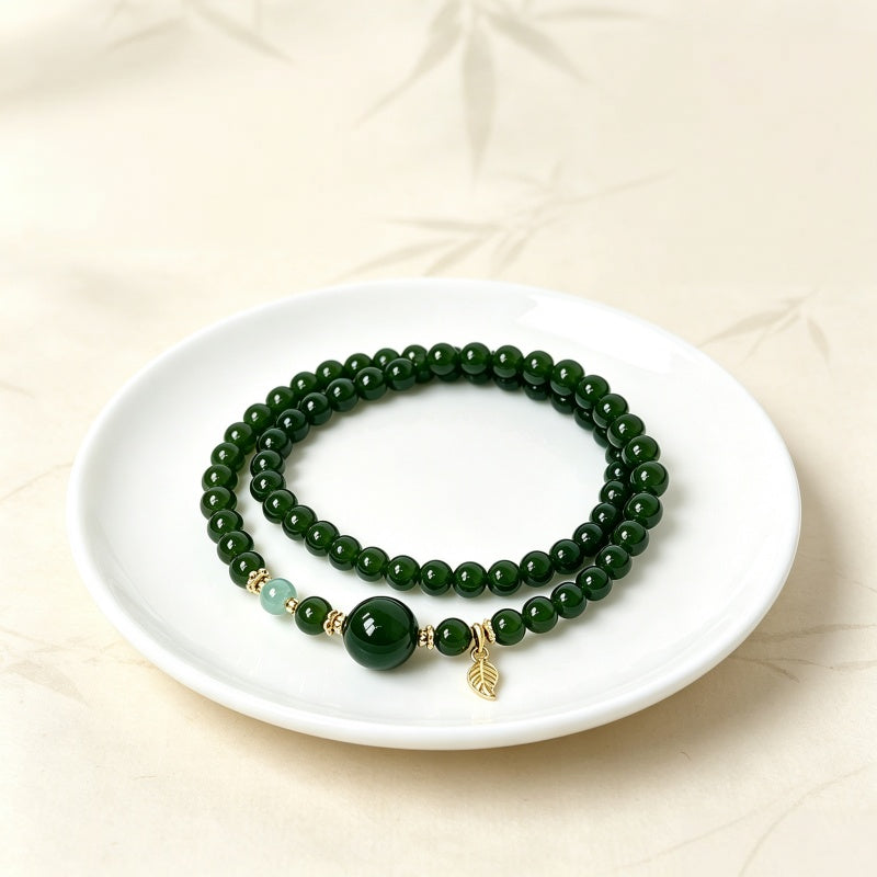 Bracelet en jade Hetian naturel Lotus Éclat Pur