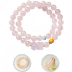 Natural Pink Bear Double Circle Crystal Bracelet - Good Relationships and Live Happily
