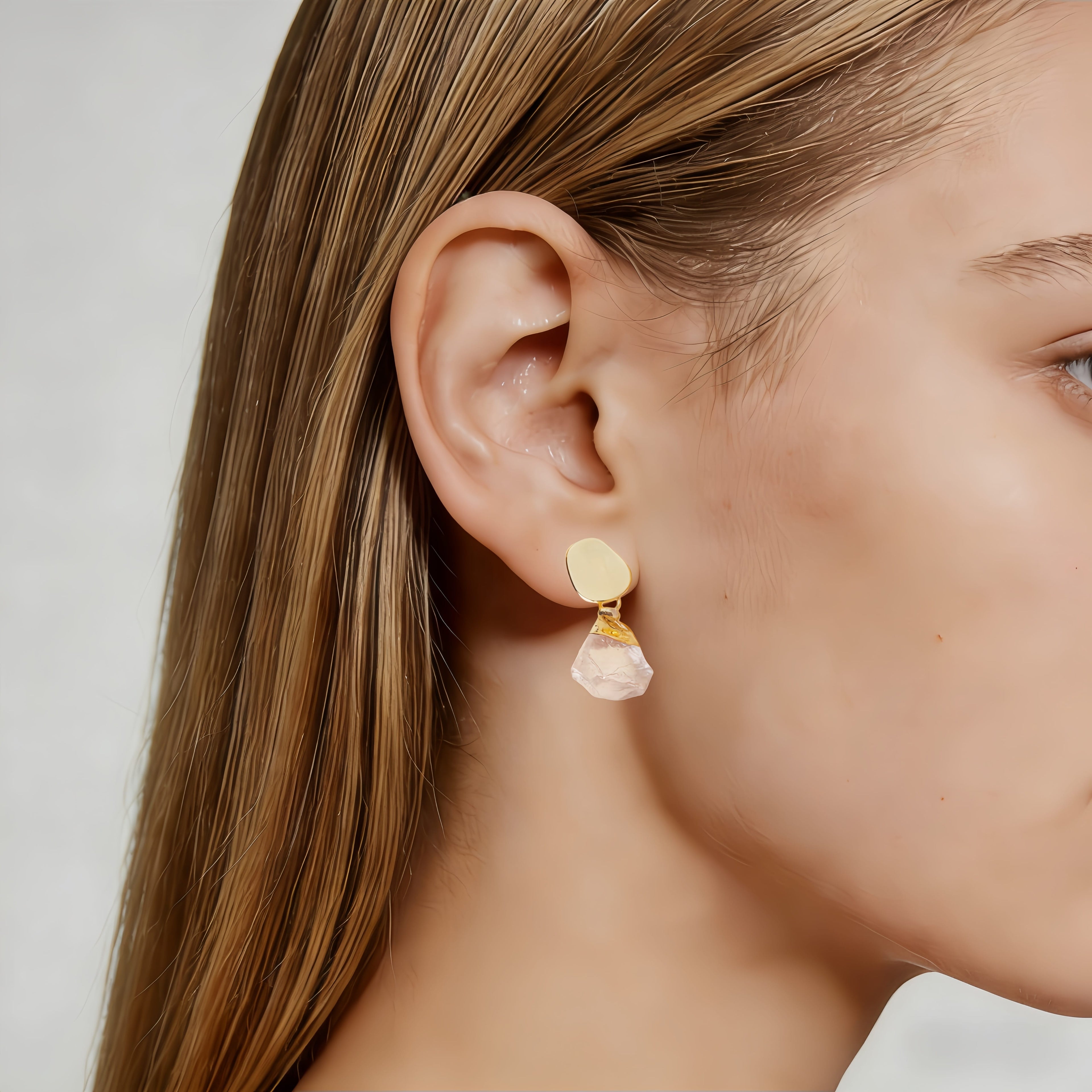Natural Clear Quartz Drop Earrings