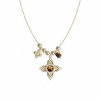 Tiger Eye Stone Necklace for Women, Niche Vintage Four-Pointed Star Choker