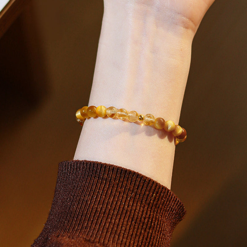 Golden Tiger Eye & Citrine Bracelet — 7A Grade Fortune Crystal Bracelet for Women