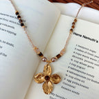 Natural Tiger Eye Stone Necklace, Lucky Four-Leaf Clover Long Sweater